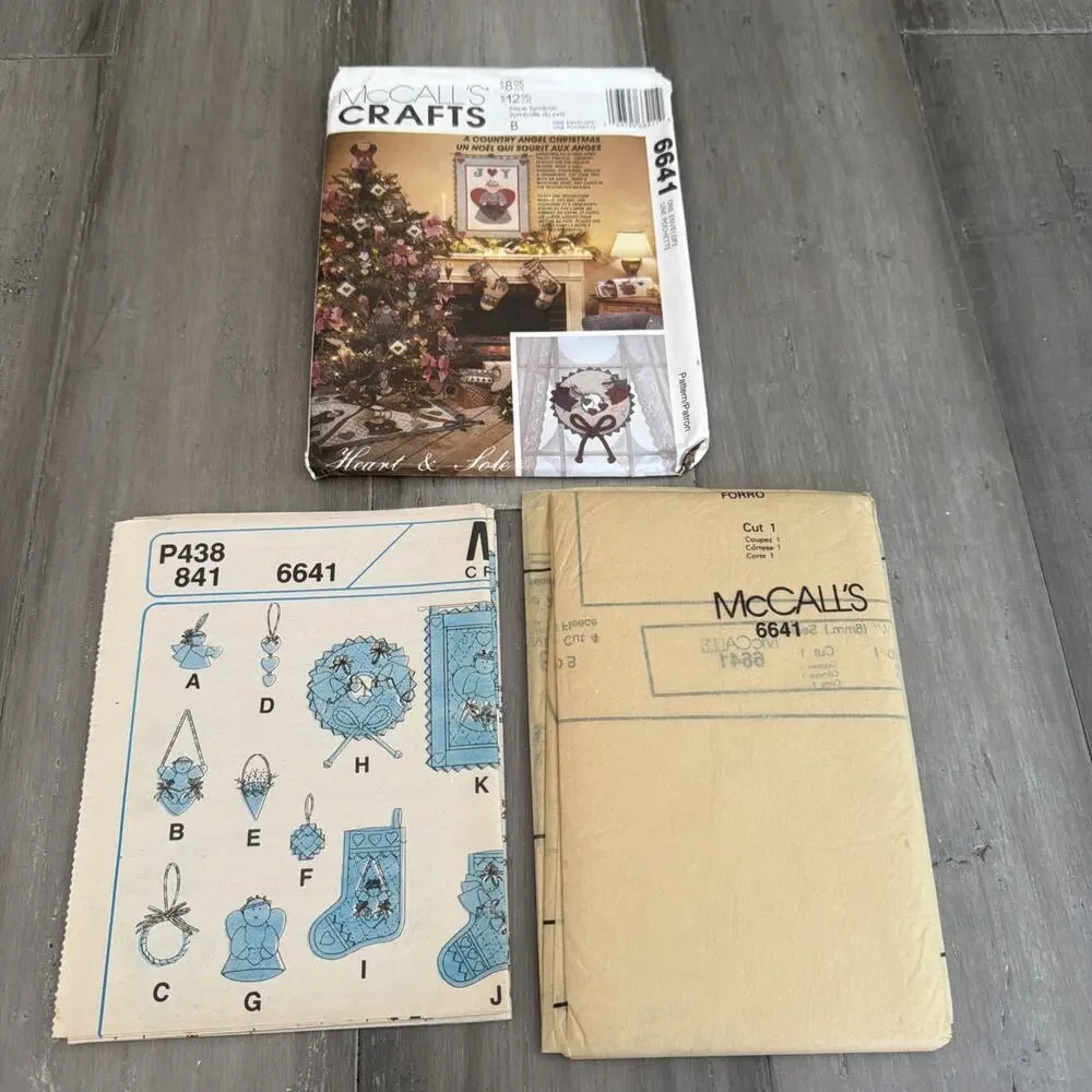 Vintage 1993 McCall’s Crafts Christmas Angels Ornaments Decorating pattern 6641